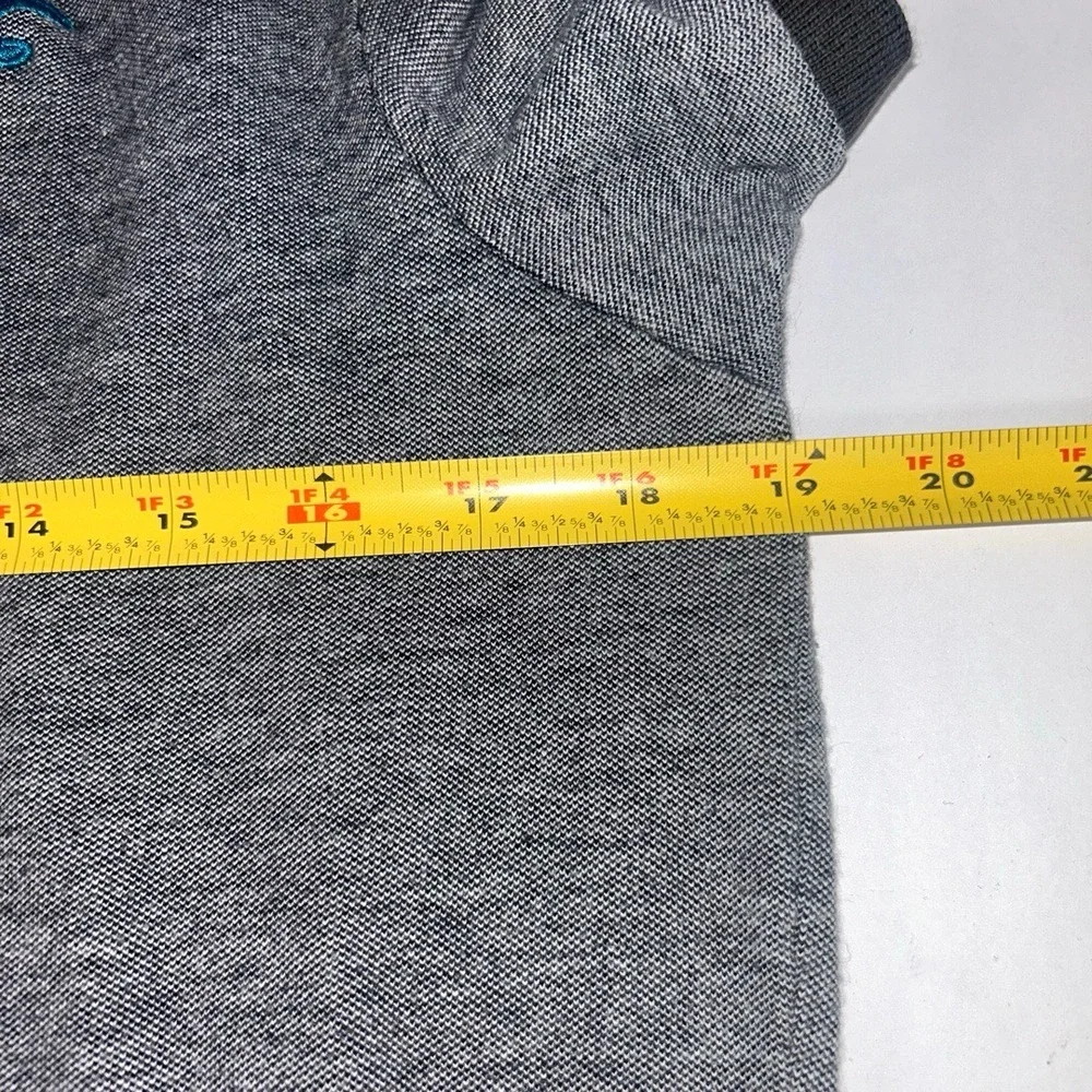 Hollister Mens Polo Shirt Medium Two Tone Grey Epic Flex Stretch Blue Logo - Picture 4 of 8